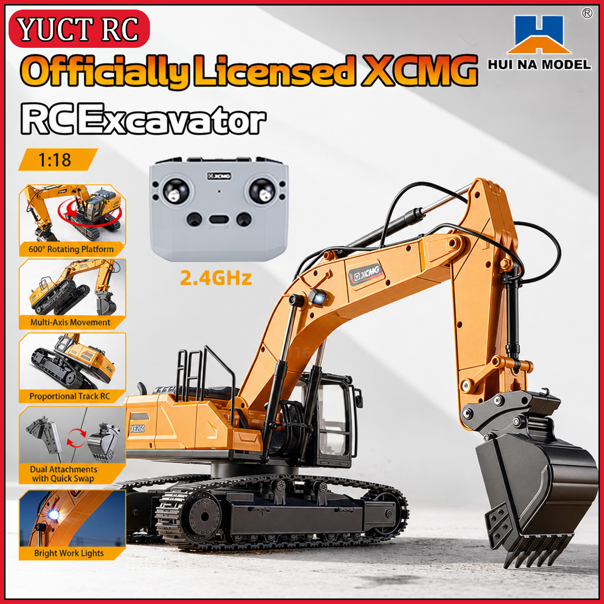 Rc Excavator Hobby - HUINA XCMG XE260 1/18 RC Graafmachine